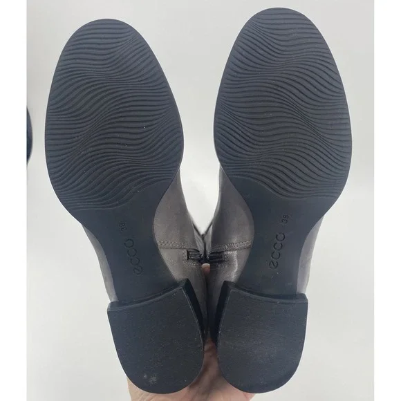 ECCO Sullivan Riding Boots  Gray‎ Leather Knee High Zip up Women's 38/ 7.5 - Picture 7 of 10